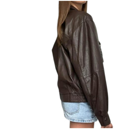 Timeless 90s Brown Leather Bomber Jacket