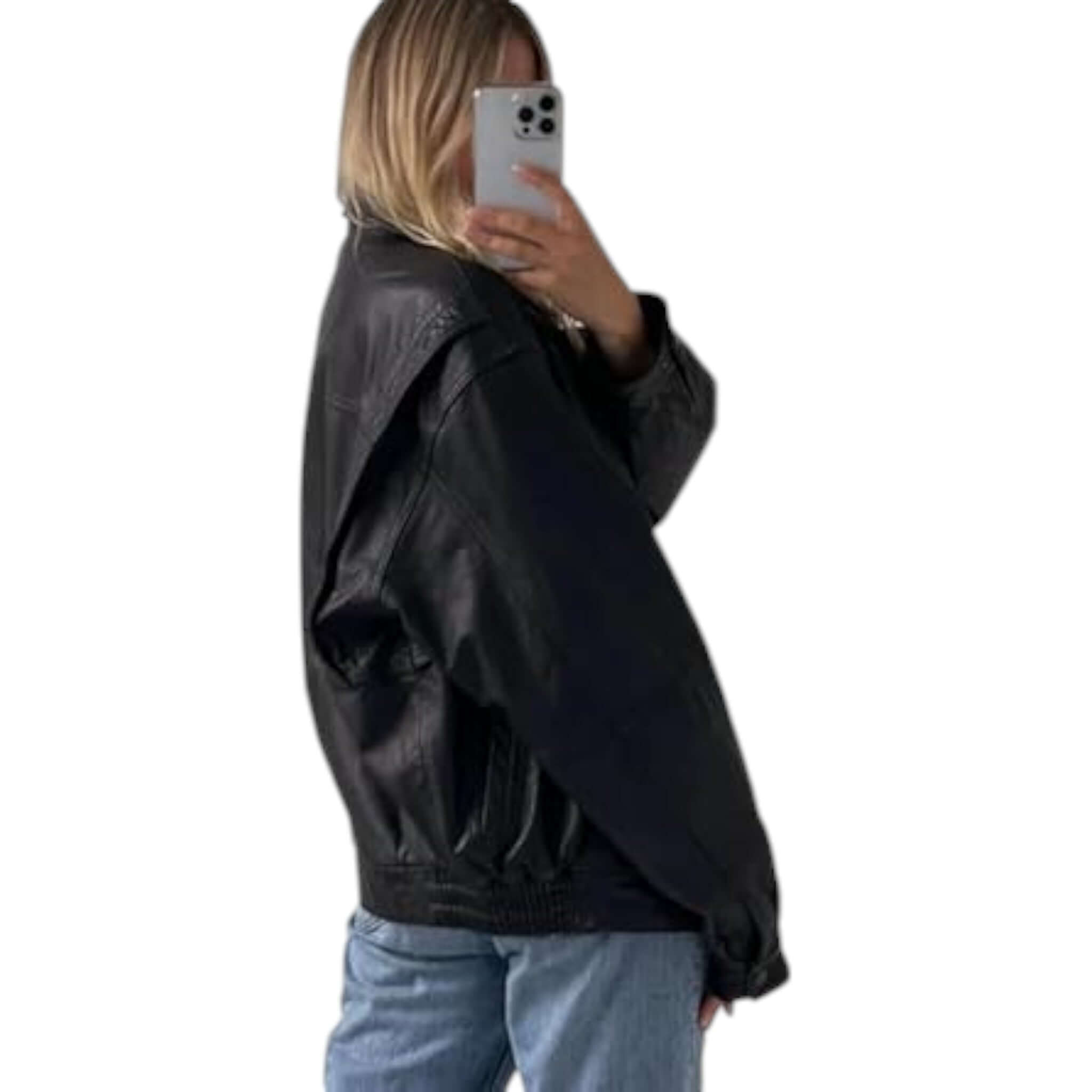 Ultimate 90s Oversized Leather Jacket Women Vintage Style