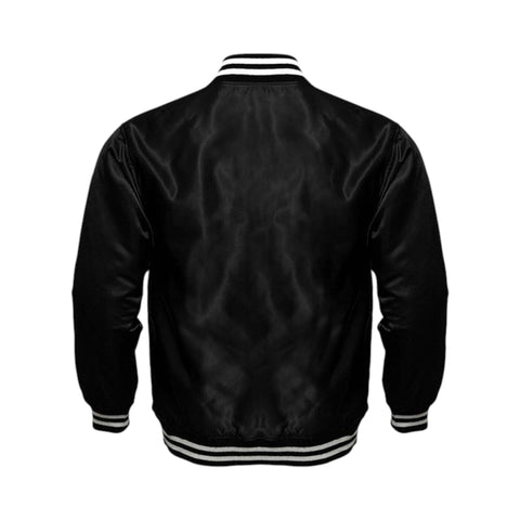 San Francisco Starter Black Satin Varsity Full-Snap Jacket