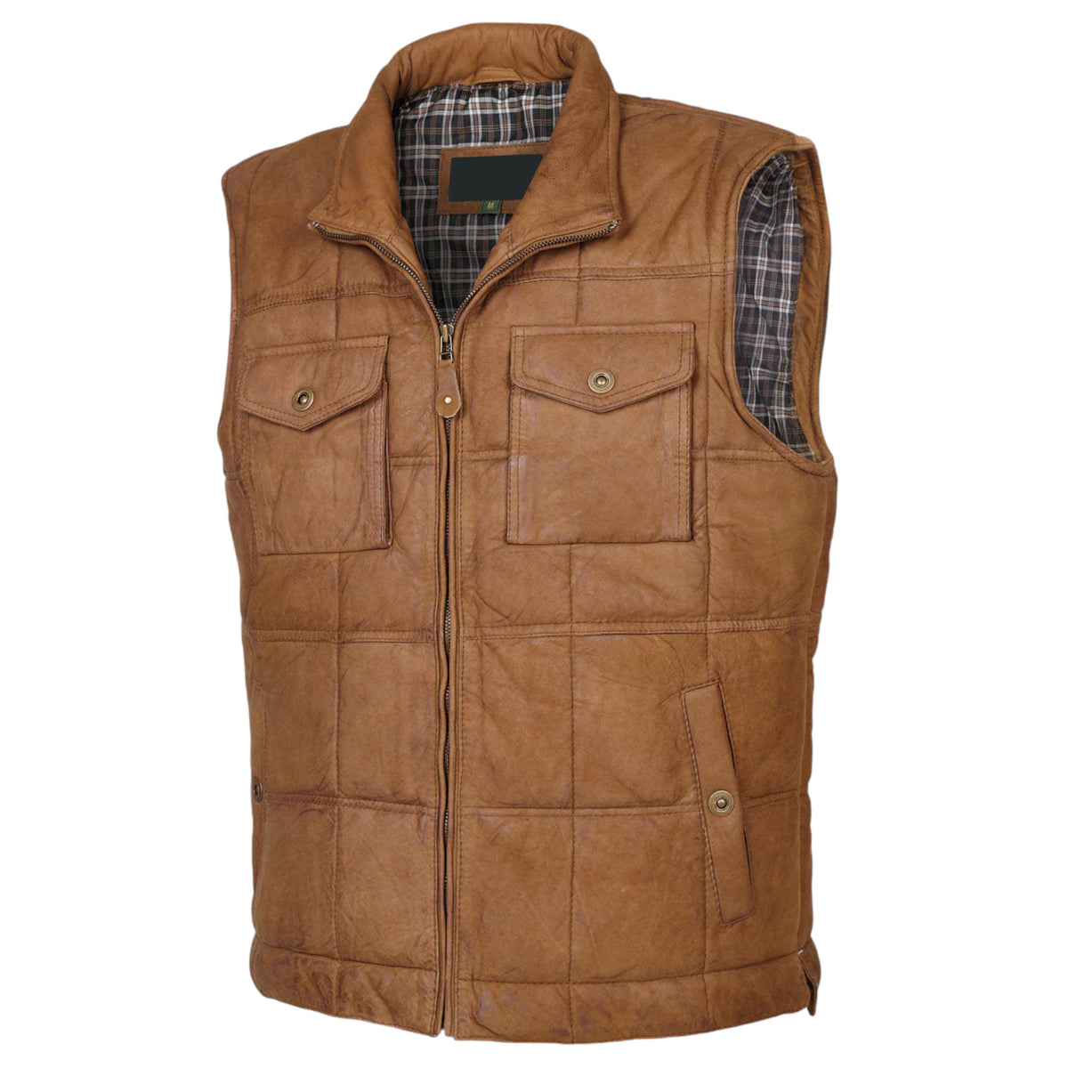Monty Men Quilted Leather Gilet Tan Casual & Outdoor Layer