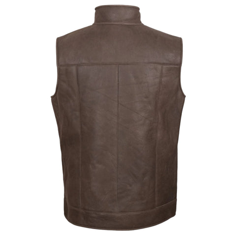 Men Warm Brown Sheepskin Vest Outdoor & Casual Wear