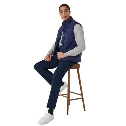 Navy Puffer Vest Men Lightweight Quilted Sleeveless Jacket