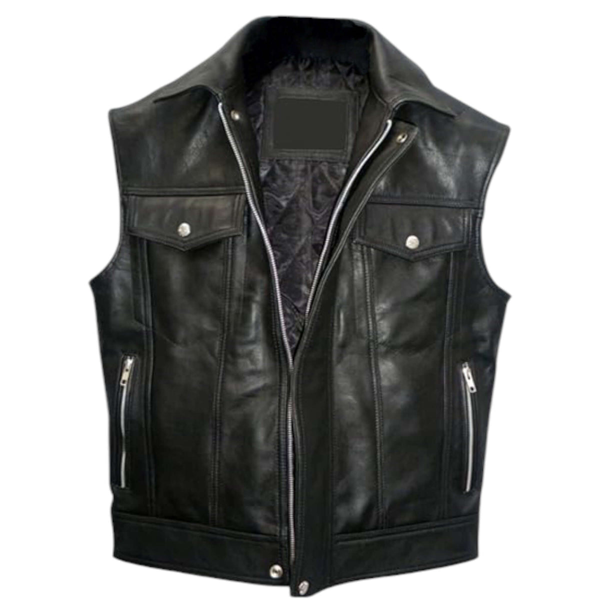 Retro Café Racer Sleeveless Biker Vest Men Genuine Lambskin
