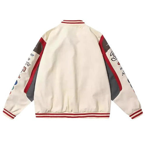 Vintage M&M White F1 Racing Bomber Jacket  Back