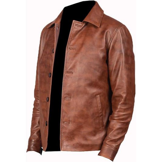 Vintage Brown Leather Jacket for Men Casual & Streetwear