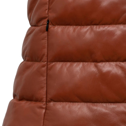 Rust Funnel Leather Gilet – Women's Fashion