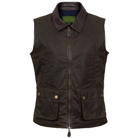 Women Waxed Cotton Utility Vest Dark Brown Stylish & Durable