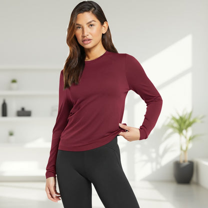 Comfort-Driven Women's Maroon Full Sleeve Tee
