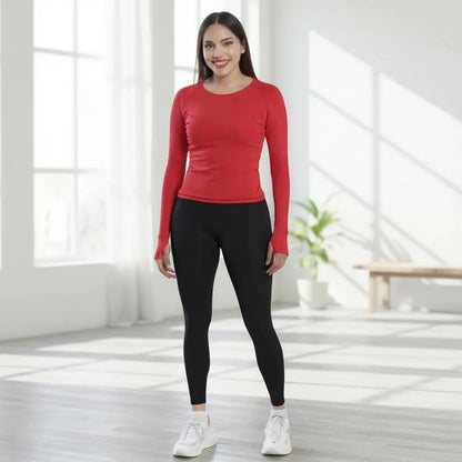 Luxurious Women's Full Sleeve Red Performance Tee