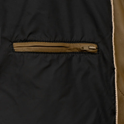 Khaki Quilted Leather Jacket for Women Modern Outerwear