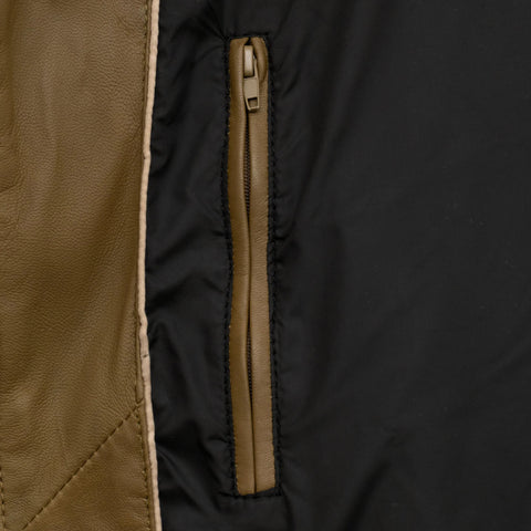 Khaki Quilted Leather Jacket for Women Modern Outerwear