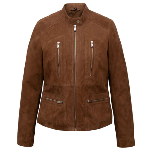 Women Stylish Suede Jacket Rugged & Chic Outerwear