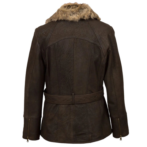 Black Leather Belted Jacket for Women Elegant Look