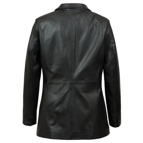 Women Black Leather Blazer Sleek & Stylish Outerwear
