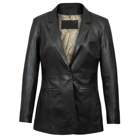 Women Black Leather Blazer Sleek & Stylish Outerwear