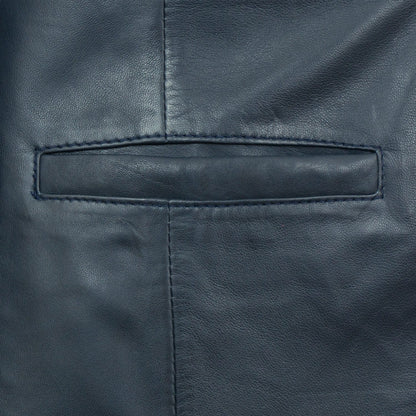 Fit To Lead Traders Women's Navy Leather Blazer