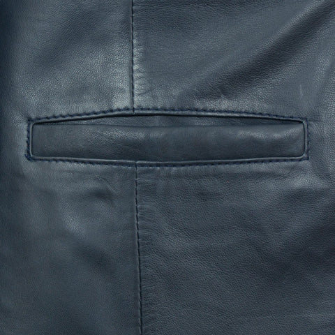 Chic Slim-Fit Style Navy Leather Blazer Fit To Lead Traders