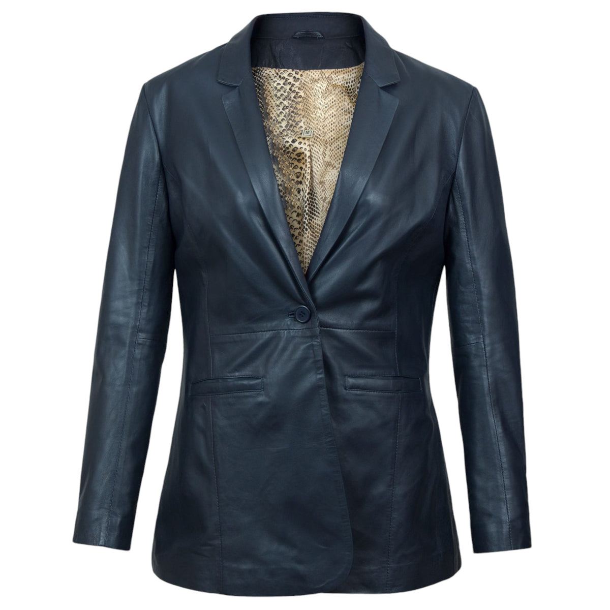 Chic Slim-Fit Style Navy Leather Blazer Fit To Lead Traders
