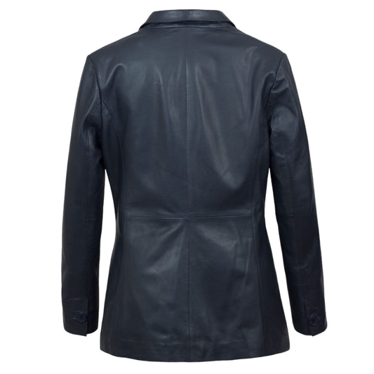 Fit To Lead Traders Women's Navy Leather Blazer