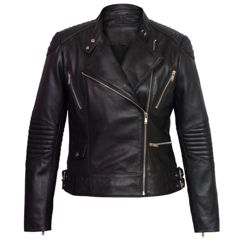 Urban Edge Women Black Leather Biker Jacket Luxury Design