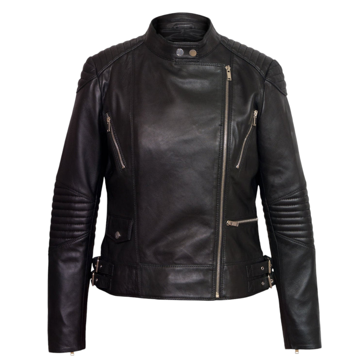 Urban Edge Women Black Leather Biker Jacket Luxury Design