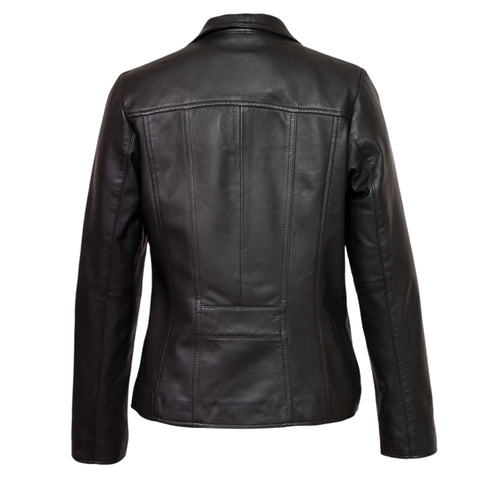 Essential Women Black Leather Motorcycle Jacket Biker Style