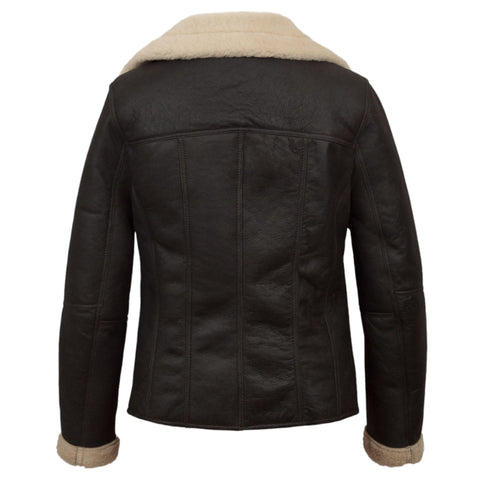 Elegant Women Brown Sheepskin Pilot Jacket Stylish & Warm