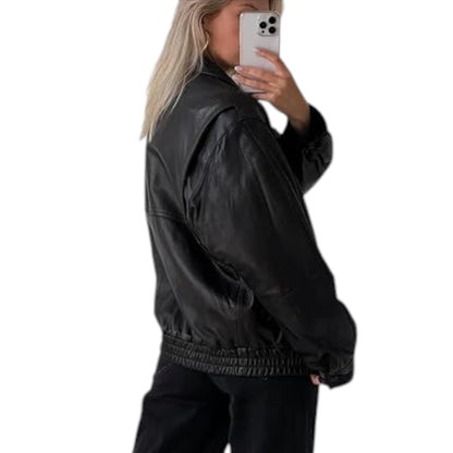 Women's Vintage Iconic Leather Bomber Jacket