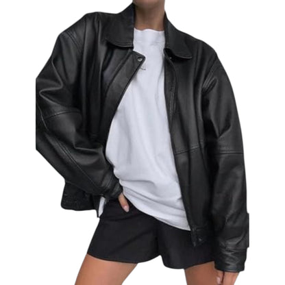 Women's Vintage Leather Bomber – Retro Classic
