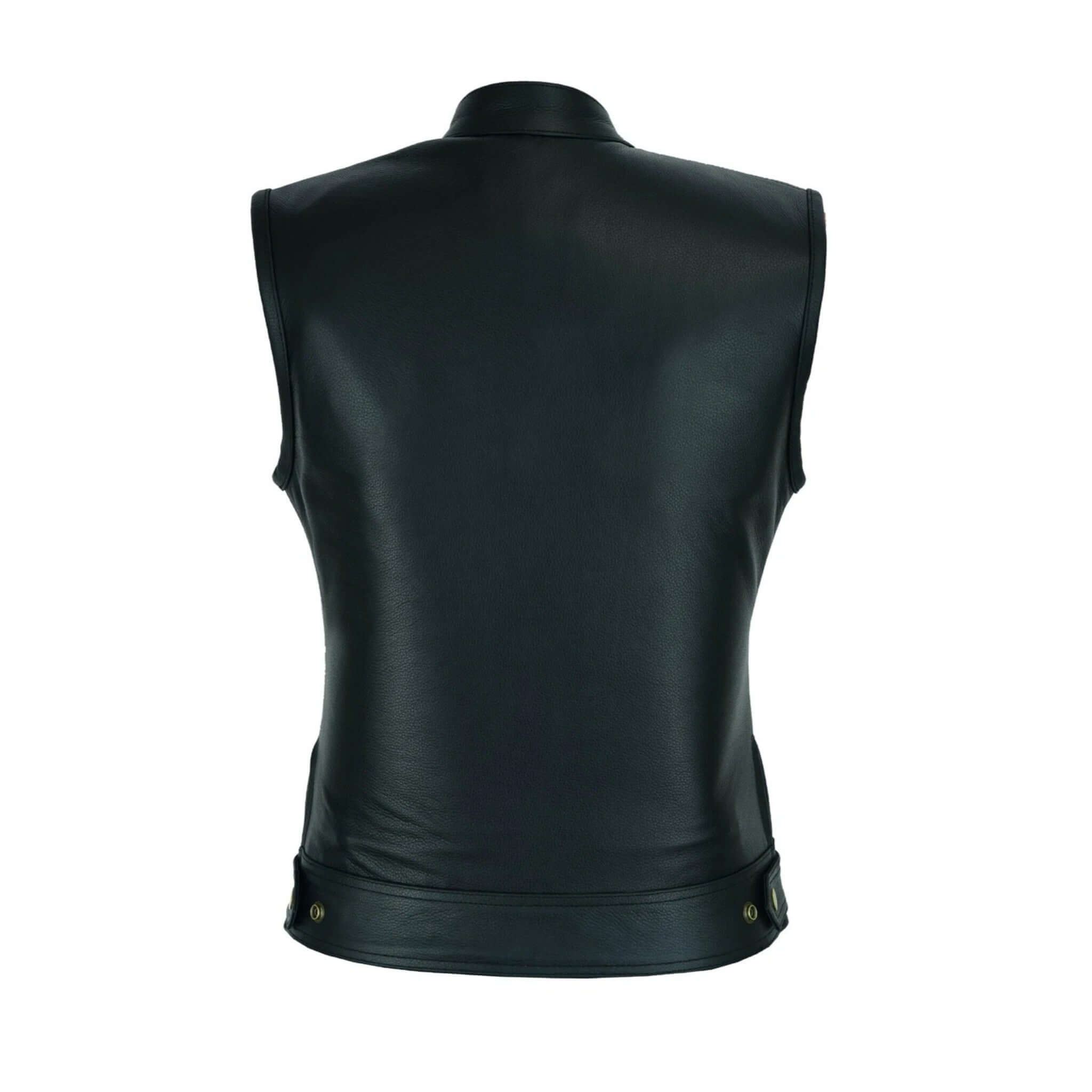 Women Club Style Biker Vest Premium Cowhide Leather