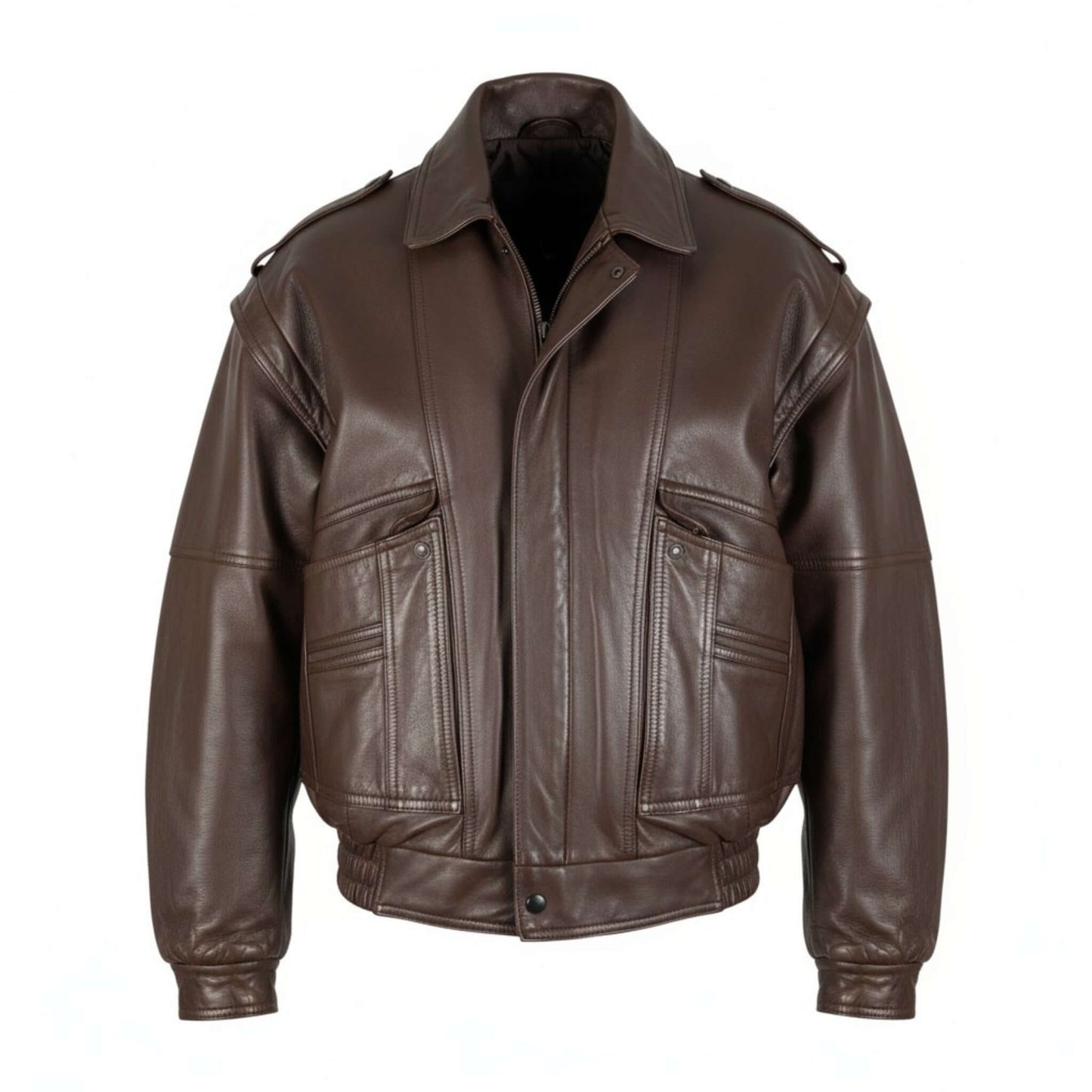 Beautiful 90s Brown Leather Bomber Jacket Women's