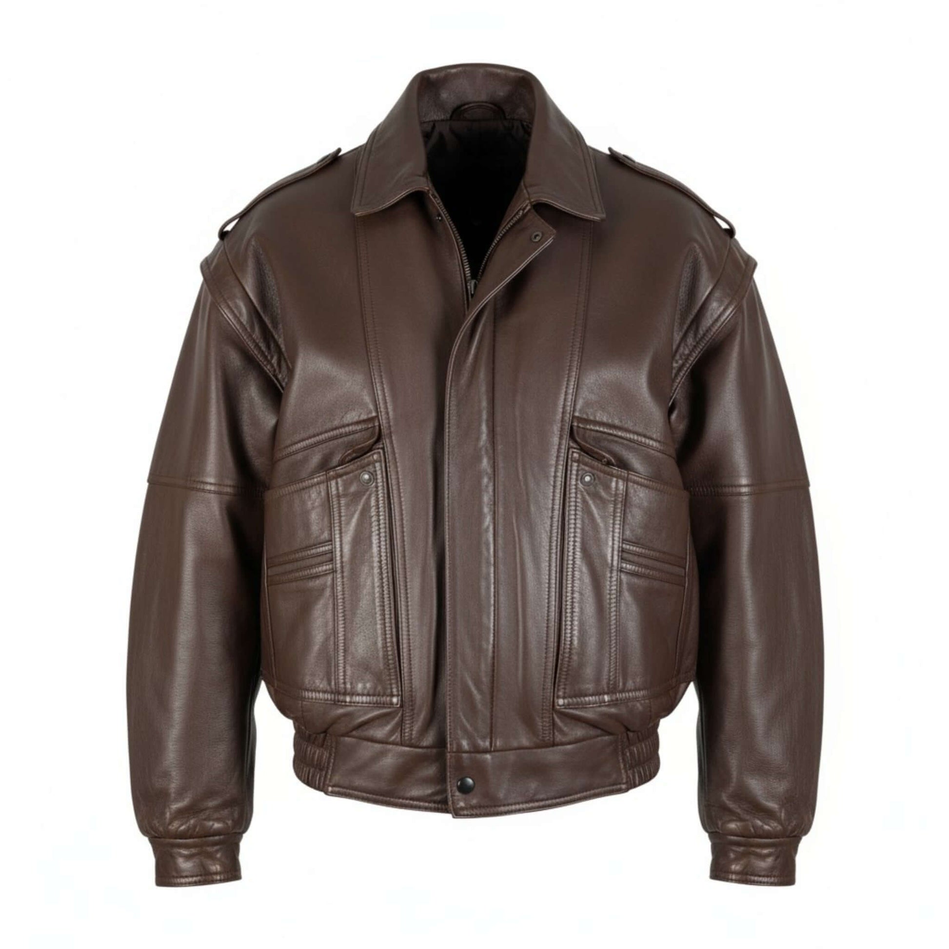 Beautiful 90s Brown Leather Bomber Jacket Women's