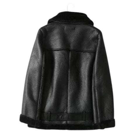 Black leather jacket on a white background