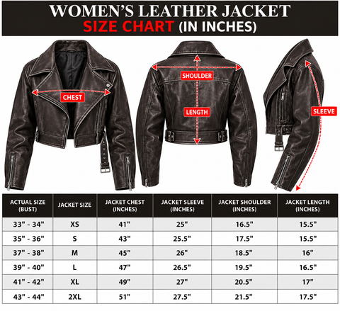 Women’s Dark Brown Cropped Genuine Leather Biker Jacket