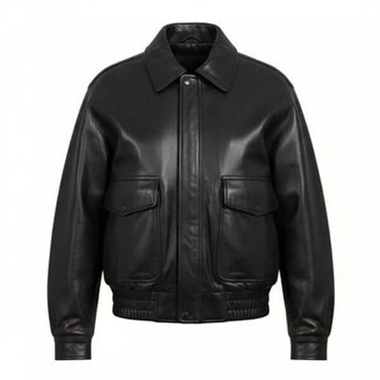 Women Vintage 90s Oversize Genuine Leather Bomber Jacket