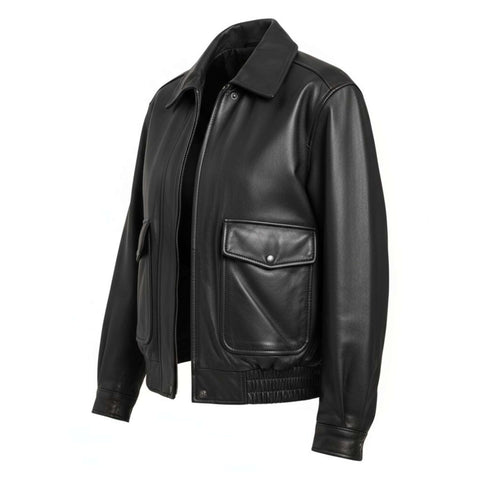 Women Vintage 90s Oversize Genuine Leather Bomber Jacket