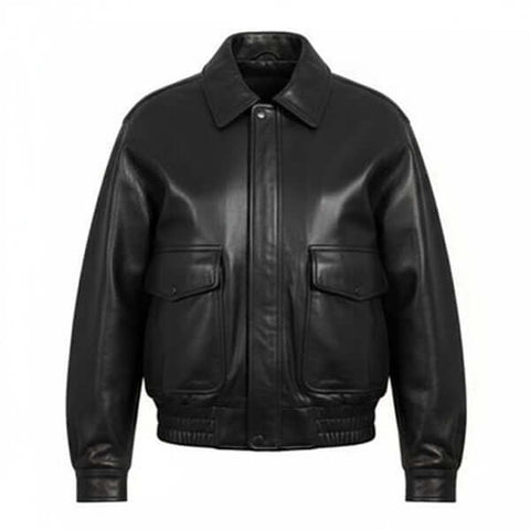 Women Vintage 90s Oversize Genuine Leather Bomber Jacket