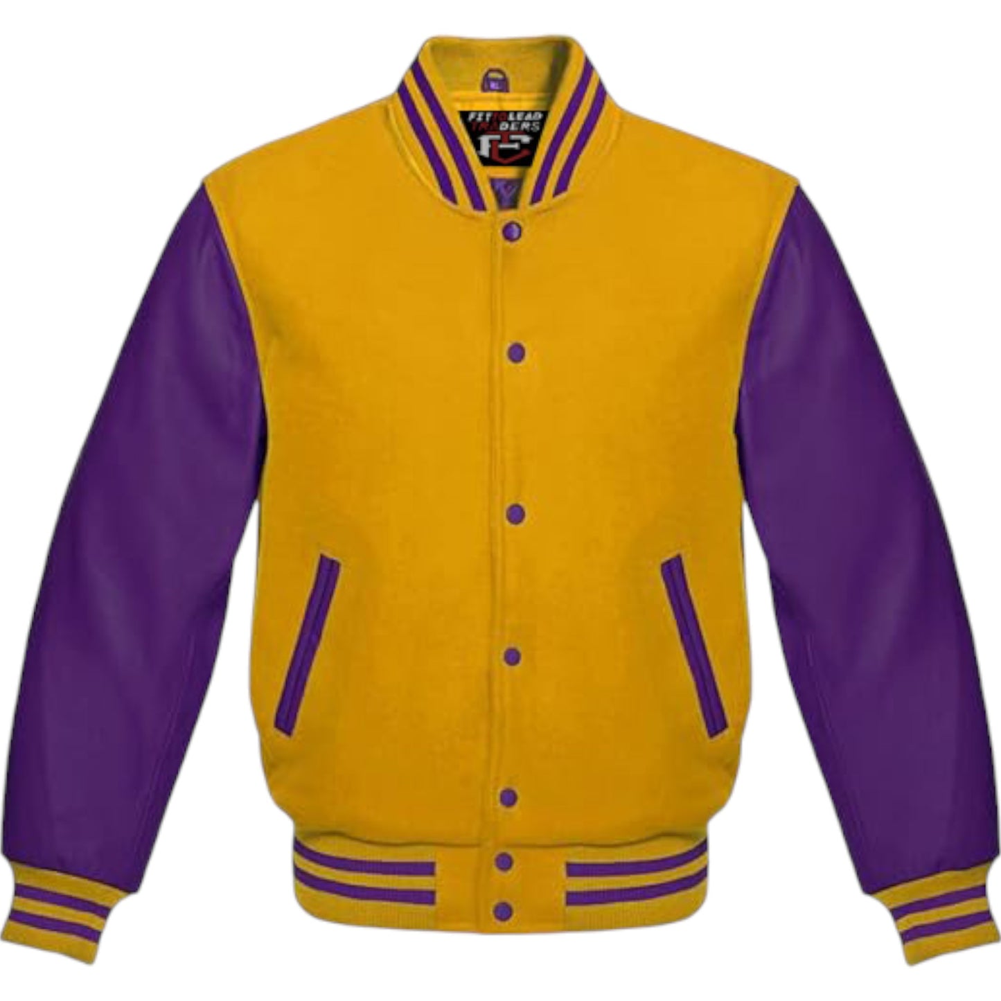 Premium Varsity Jacket Purple Leather Sleeves Classic College Bomber Style