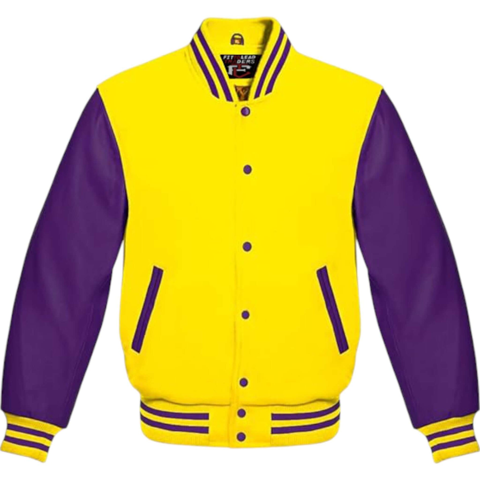 Premium Varsity Jacket Wool Body with Purple Leather Sleeves