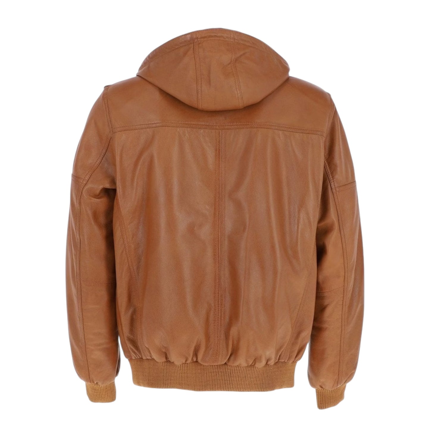 Premium Cognac Leather Hooded Blouson Jacket for Men
