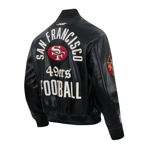 NFL 49ers Modern Leather Varsity Jacket – Men’s Vintage Streetwear Fit