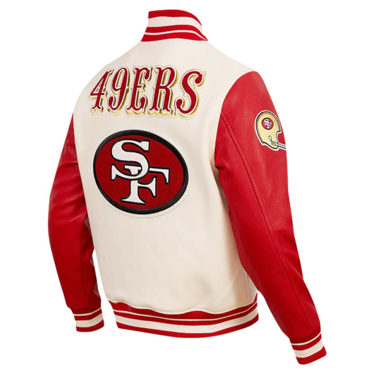 49ers Classic Wool & Leather Varsity Jacket – Timeless Retro Style Fit