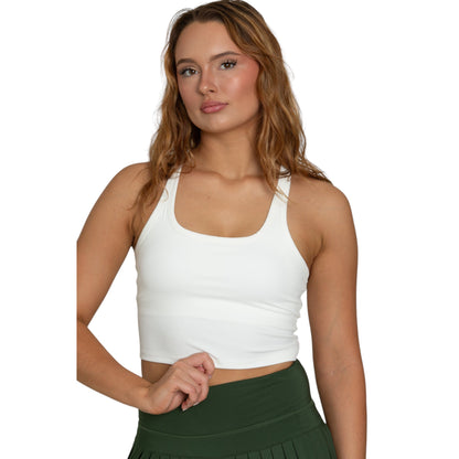 Marina White Racerback Tank Top – Cropped Fit