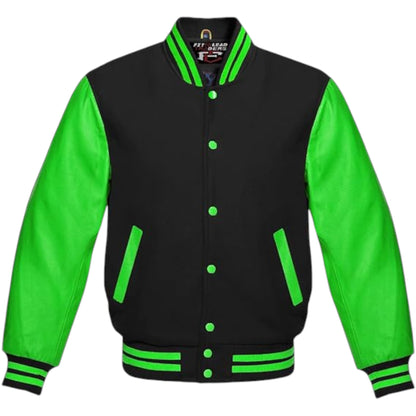Varsity Lettermen Baseball Bomber Jacket Wool & Kelly Green Leather Best Premium Quality Basketball Jackets