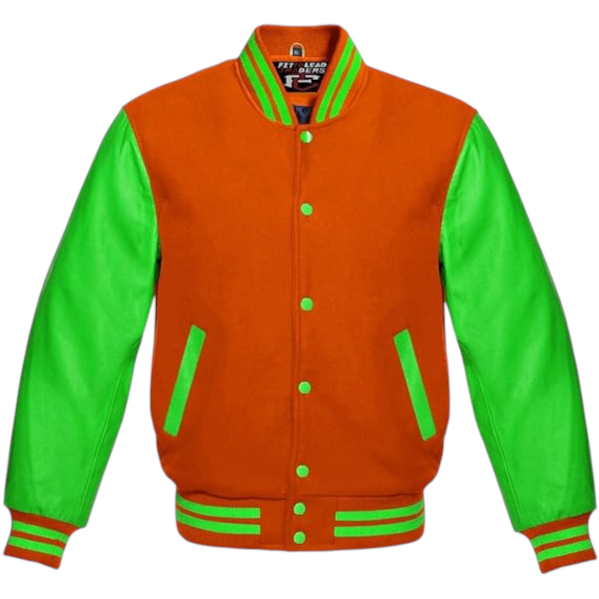 Varsity Baseball Jacket Wool Body with Kelly Green Leather