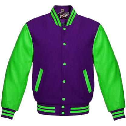 Varsity Lettermen Baseball Bomber Jacket Wool & Kelly Green Leather Best Premium Quality Basketball Jackets