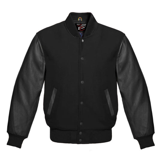 Varsity Jacket – Black Wool & Leather | Classic Collegiate Style