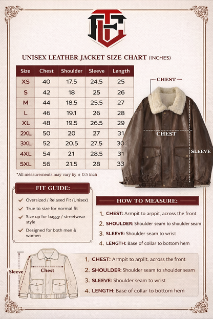 Heritage Brown Leather Shearling Jacket Oversized Unisex Coats Wear