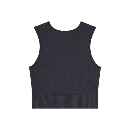 Sleeveless Seamless Crop Top in Acid Wash Fabric