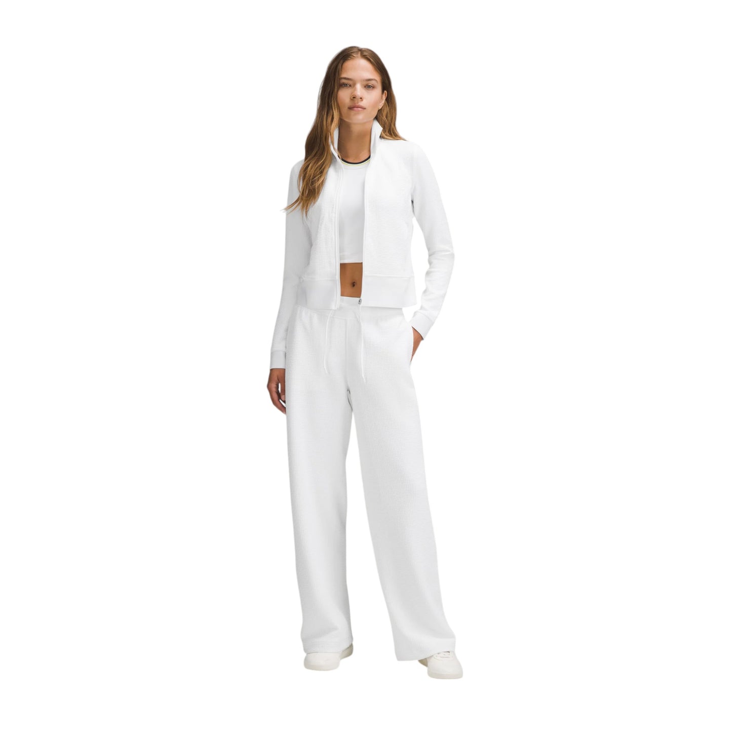 Textured High-Waist Wide-Leg Track Pants